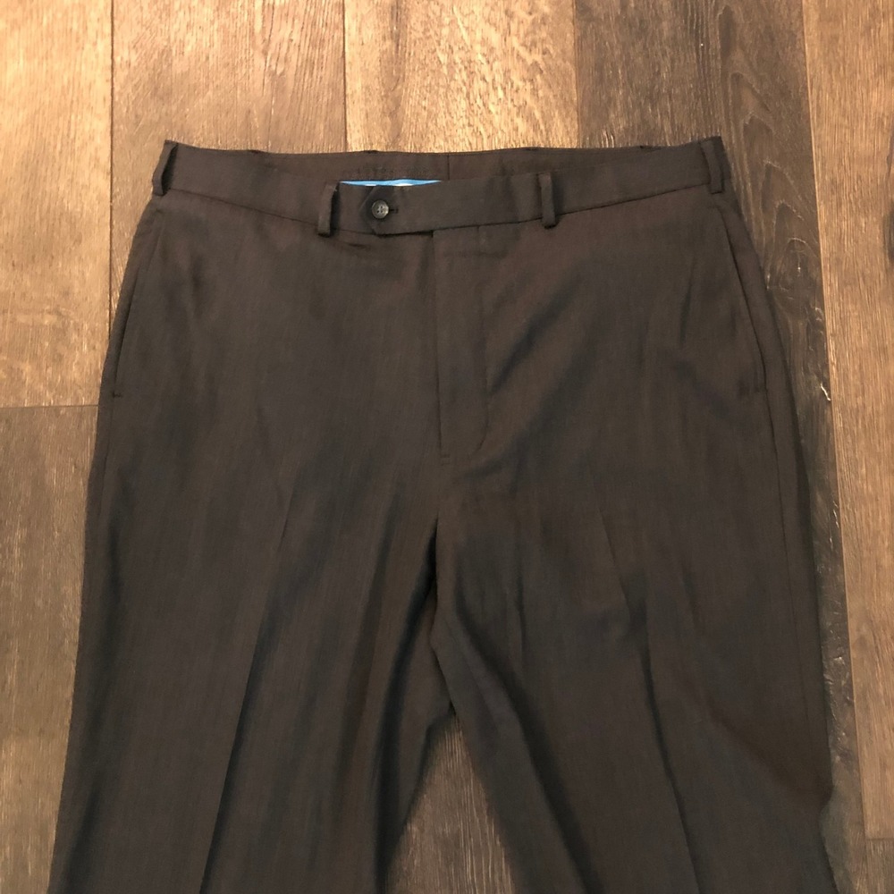 BROOKS BROTHERS Madison Dress Pants 38 x 30 100% Wool Charcoal Flat Front - Picture 2 of 14